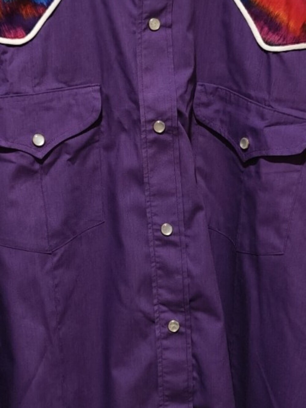 estern Rainbow Shirt Pearl Snap Button Up Cotton Purple Custom